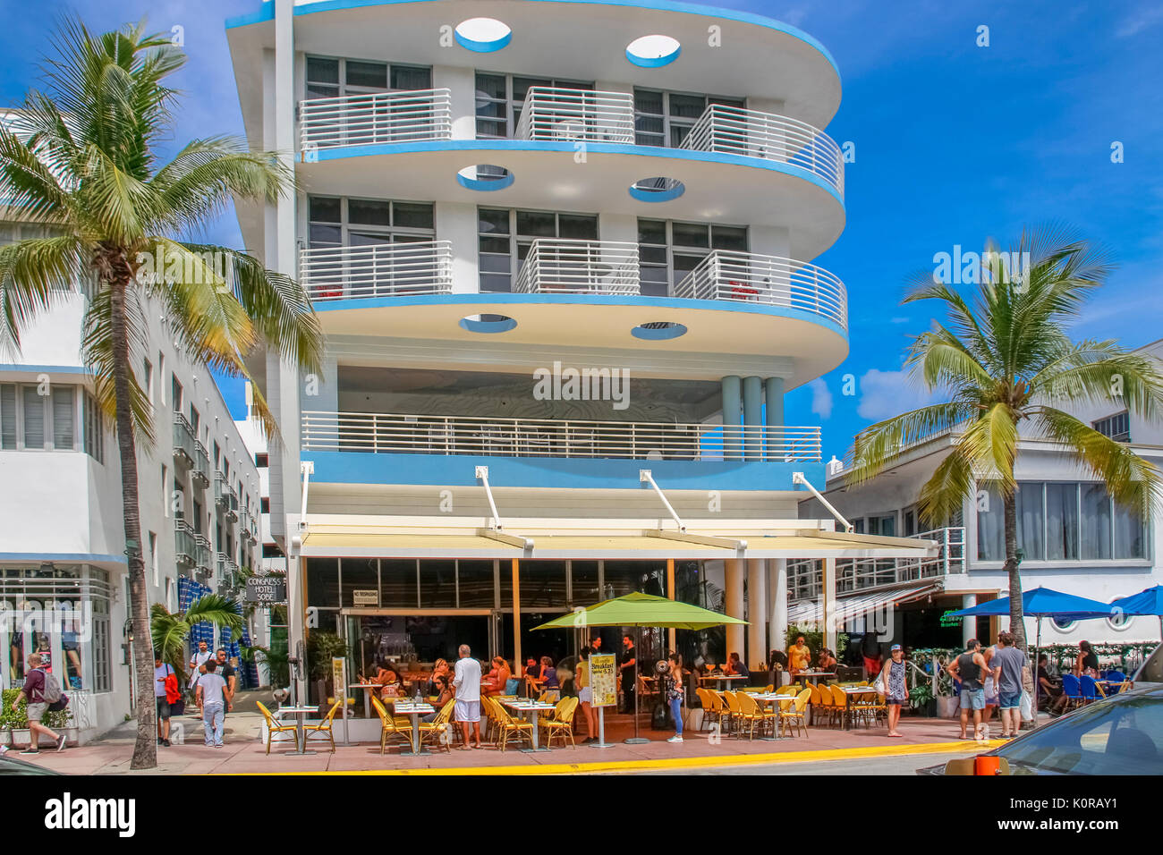 Edificios art deco en el distrito histórico Art Deco de Miami Beach, Florida Foto de stock