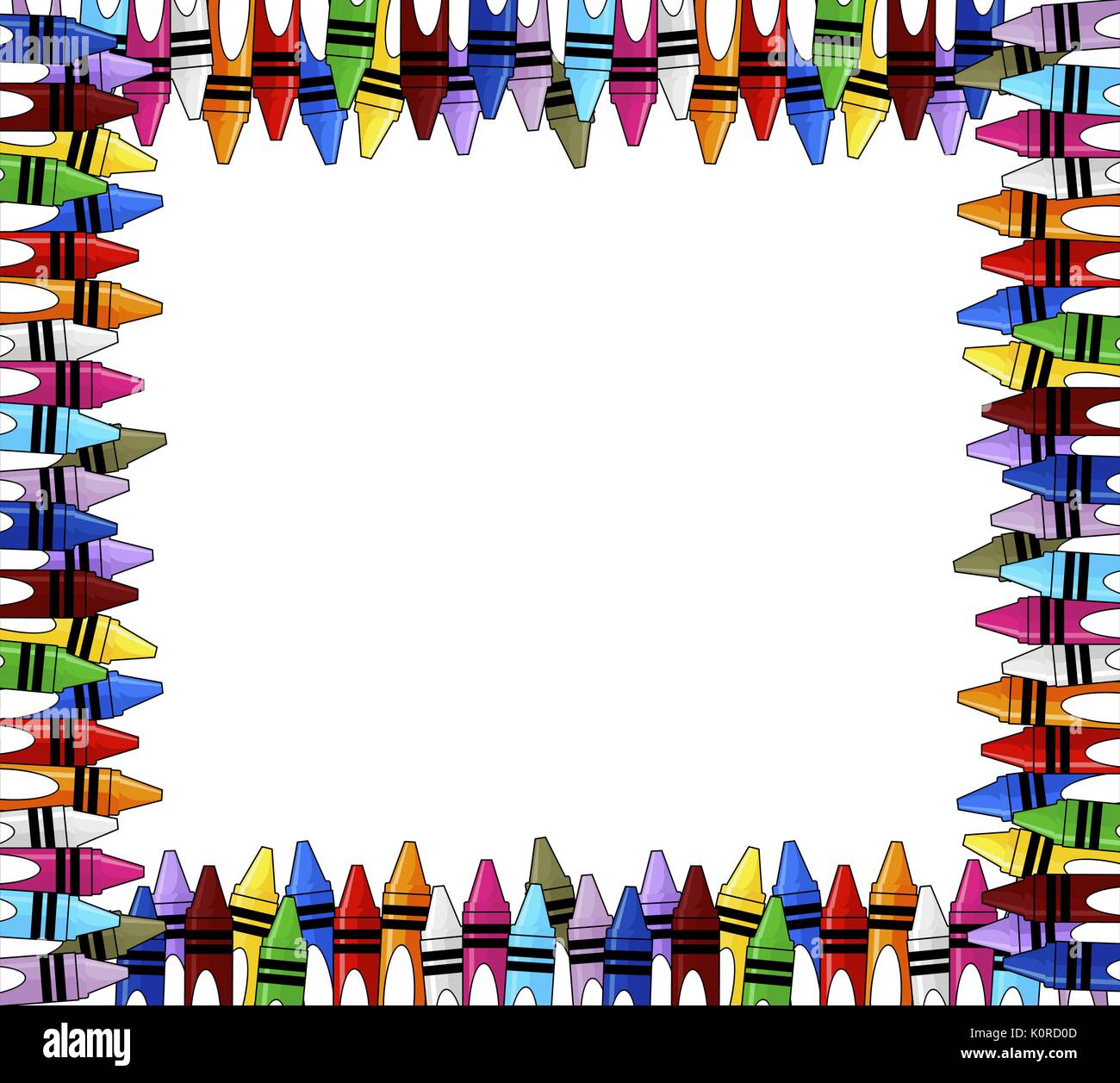 Crayones marco multicolor con fondo blanco para copiar el espacio Imagen  Vector de stock - Alamy