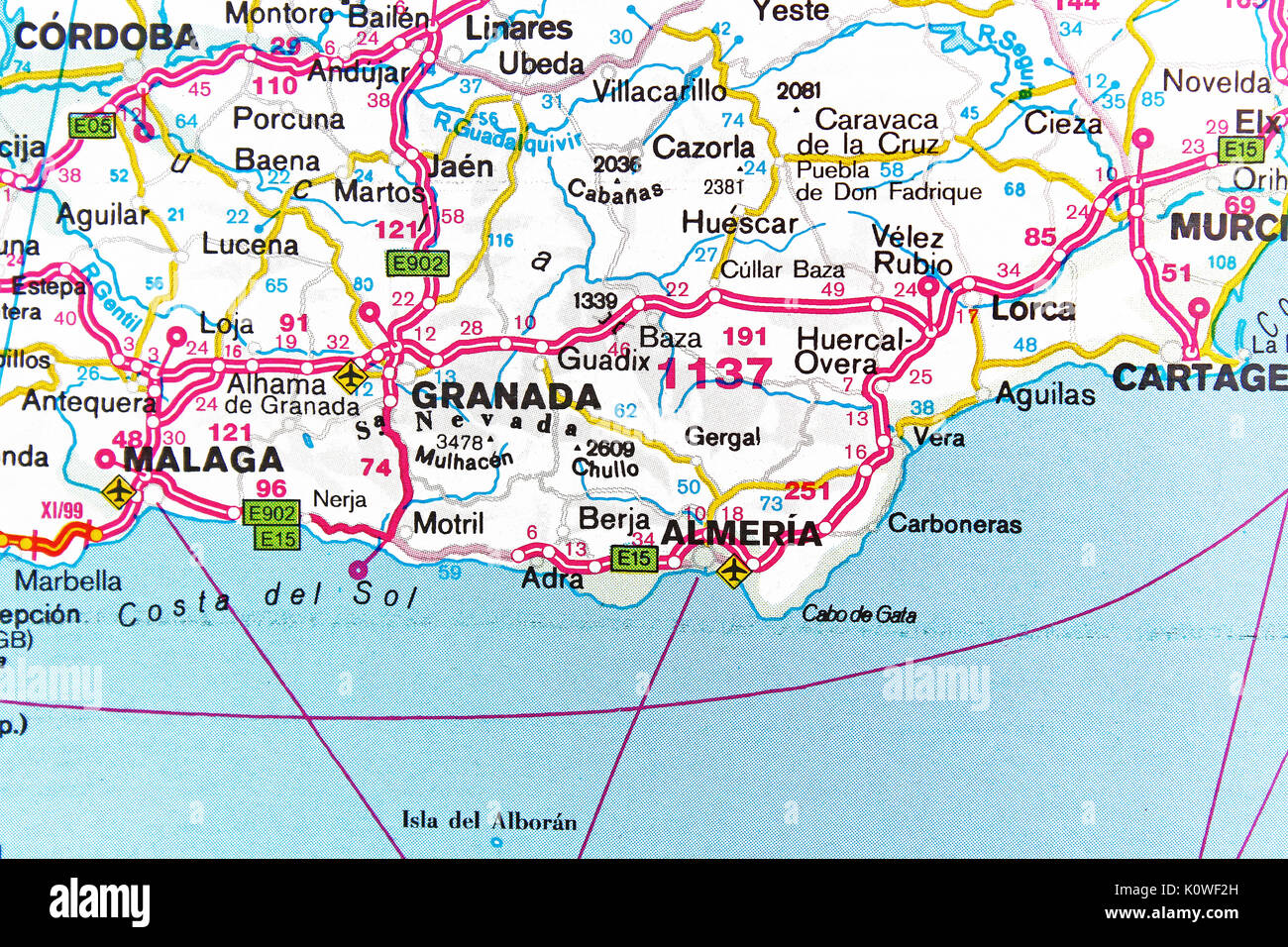 mapa de carreteras de granada provincia Mapa de Granada mapa de la ciudad mapa de carreteras Fotografía de 