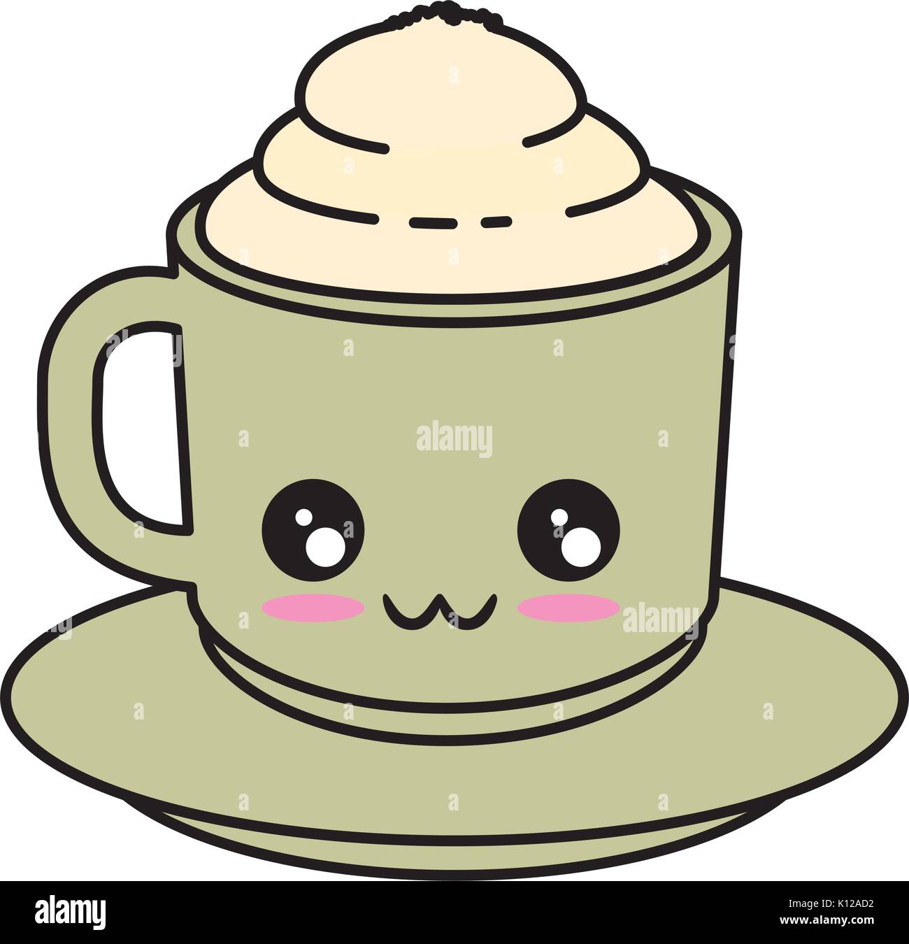 Taza grande de café, taza llena a la vista, acuarelas pastel de dibujos  animados Kawaii · Creative Fabrica