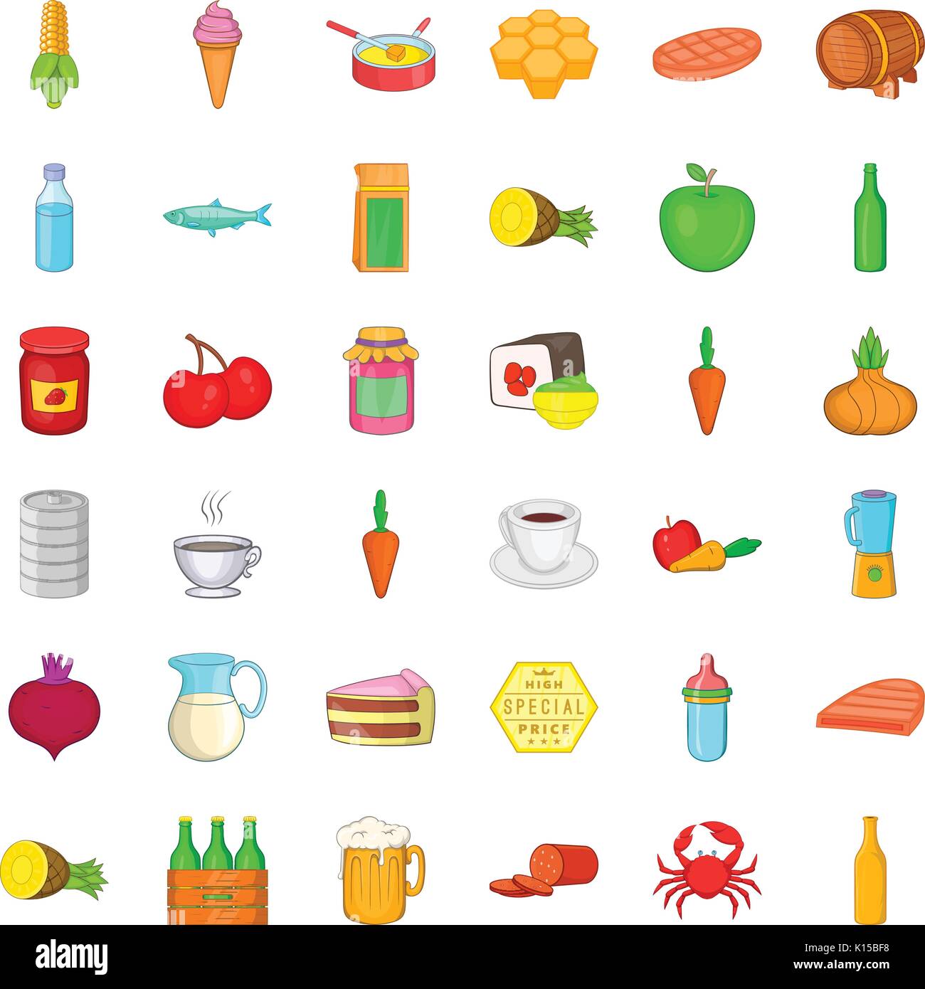 Iconos de la nutrición, del estilo de dibujos animados Imagen Vector de  stock - Alamy