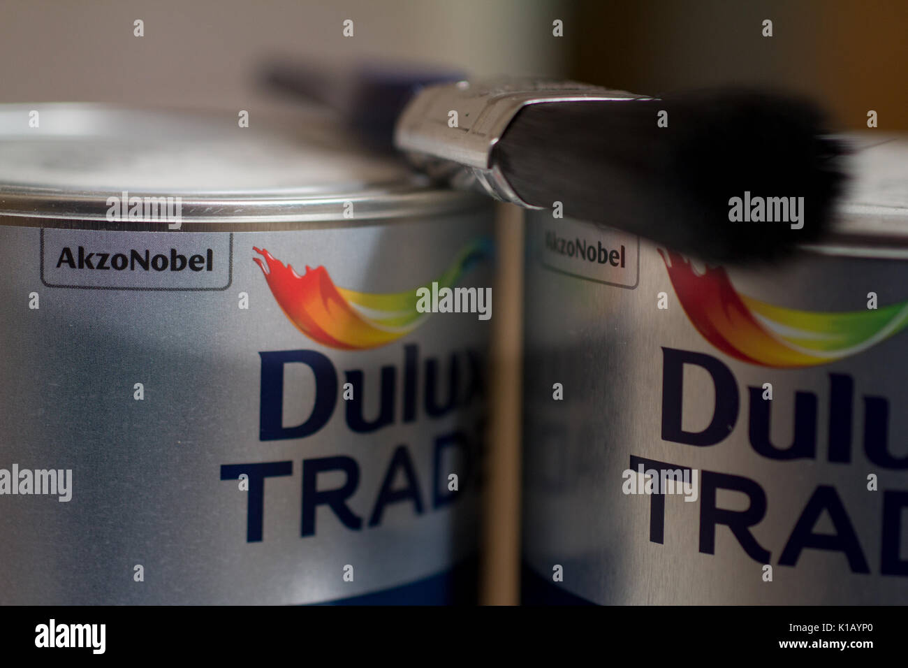 Akzo Nobel Akzonobel, latas de pintura Dulux comercio con cepillo  Fotografía de stock - Alamy