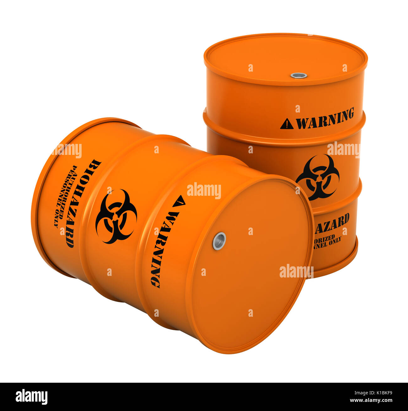 3D Render de barriles con biohazard