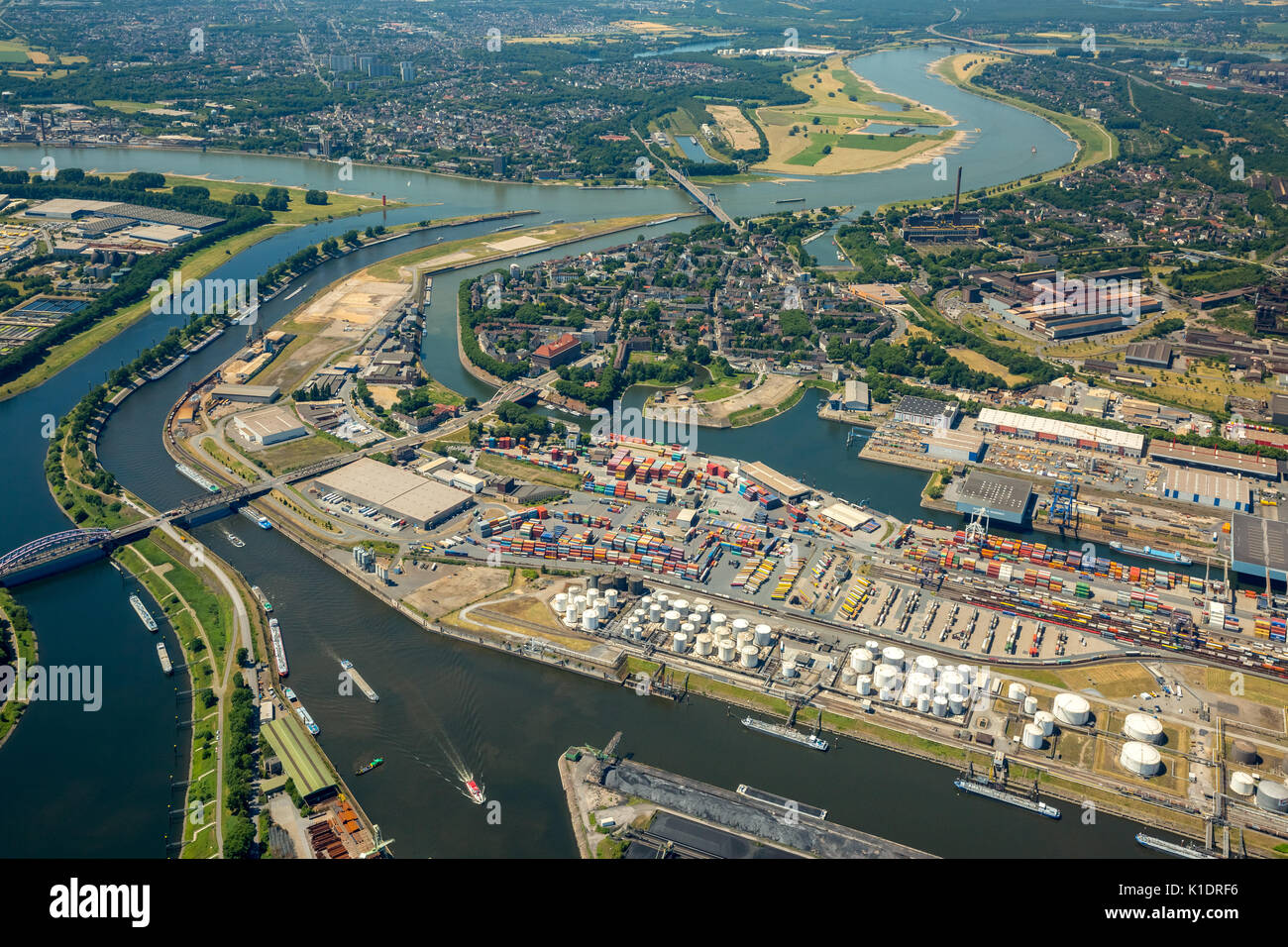 Duisburger Hafen AG, Duisport, Isla de Mercator, la navegación interior, la logística, el Rin, Duisburg, área de Ruhr, Renania del Norte-Westfalia Foto de stock