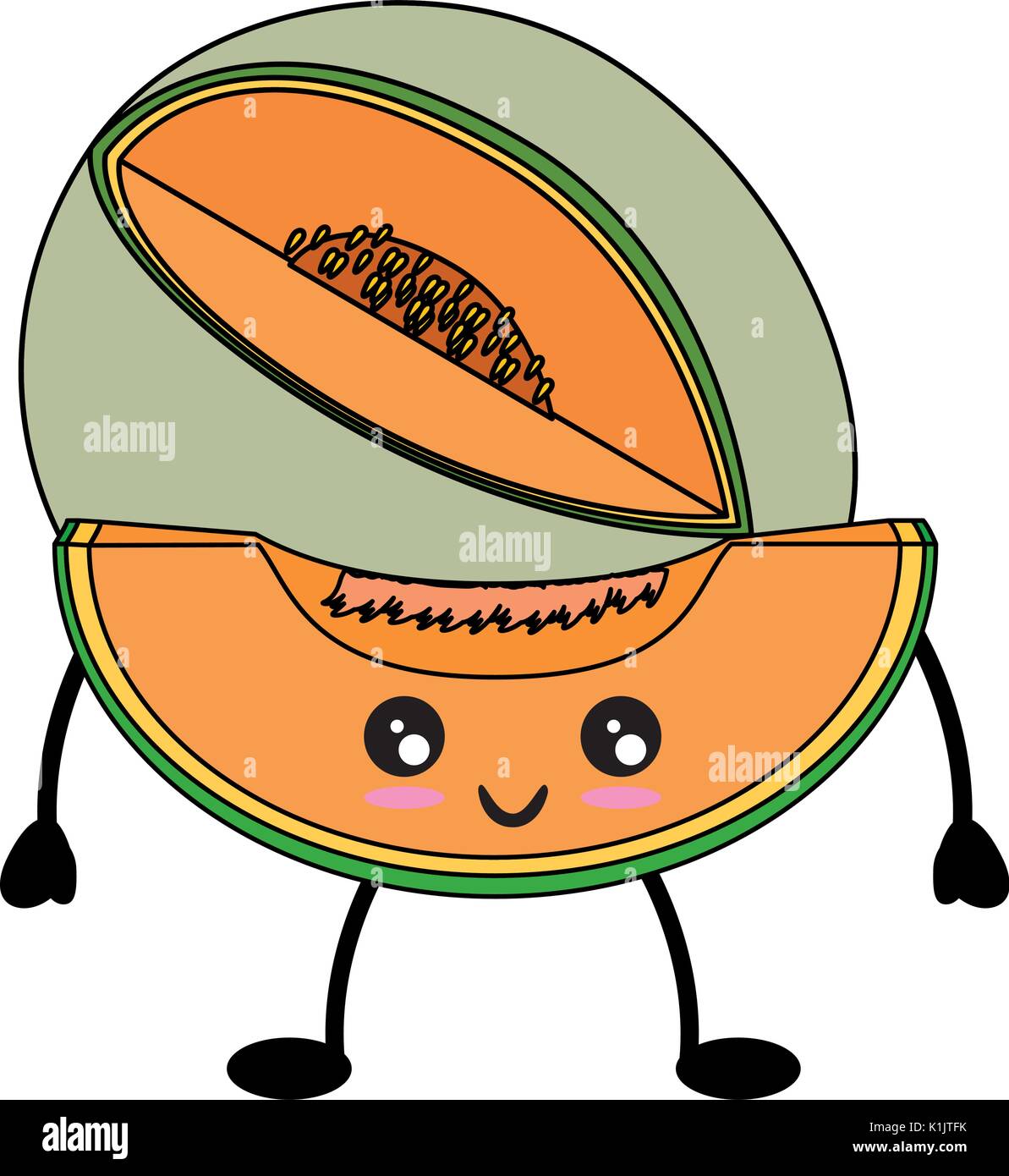Melón deliciosa fruta cute kawaii cartoon icono diseño ilustración  vectorial Imagen Vector de stock - Alamy