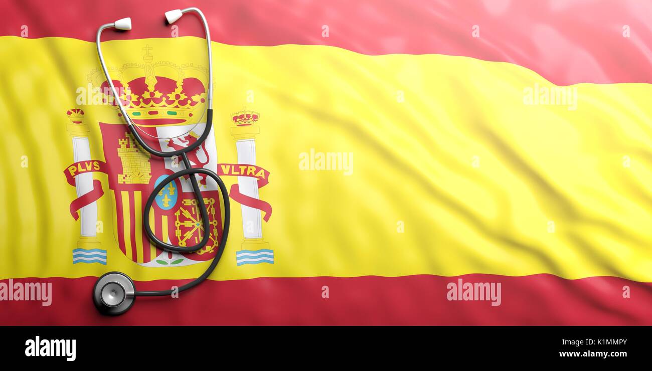 Estetoscopio en España la bandera de fondo, ilustración 3d Fotografía de  stock - Alamy
