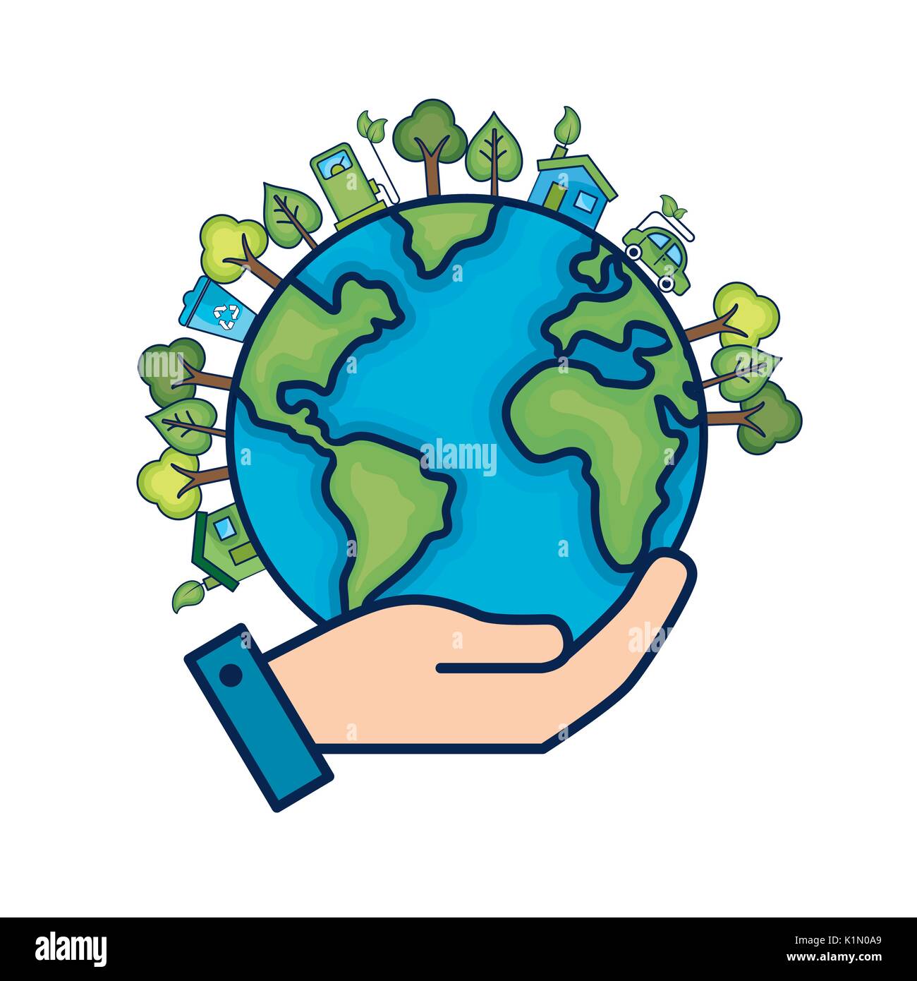 Ecología planeta tierra para cuidar el medio ambiente Imagen Vector de  stock - Alamy