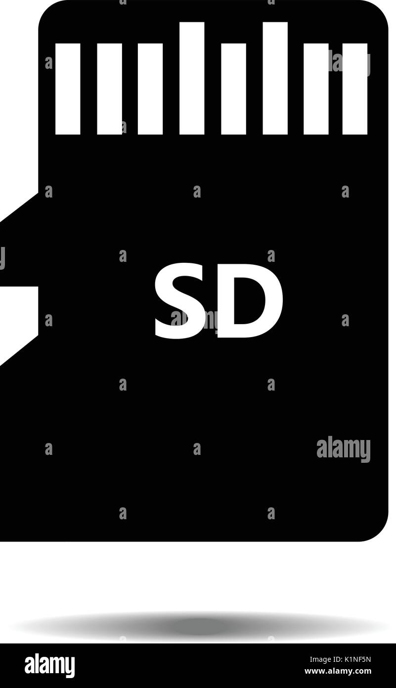 Icono de vector tarjeta SD micro aislado sobre fondo blanco. Silueta negra.  EPS10 Imagen Vector de stock - Alamy
