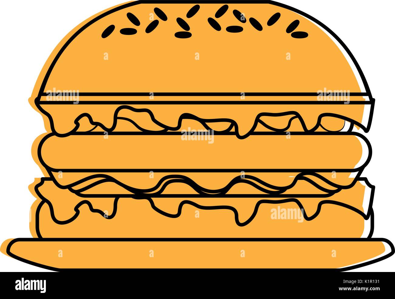 Imagen del icono de alimentos sandwich ilustración vectorial diseño de color amarillo Ilustración del Vector