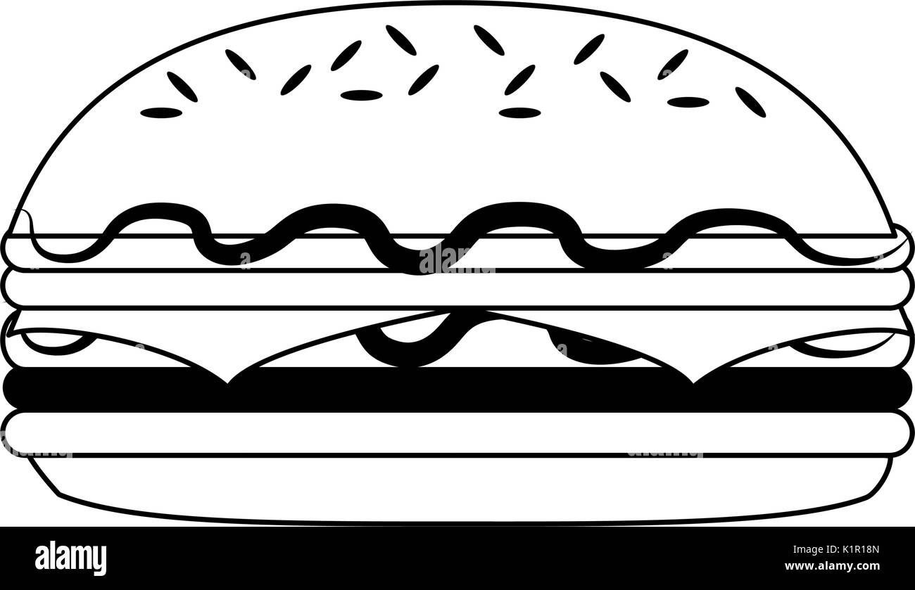 Icono de comida sandwich diseño ilustración vectorial de imágenes en blanco y negro Ilustración del Vector