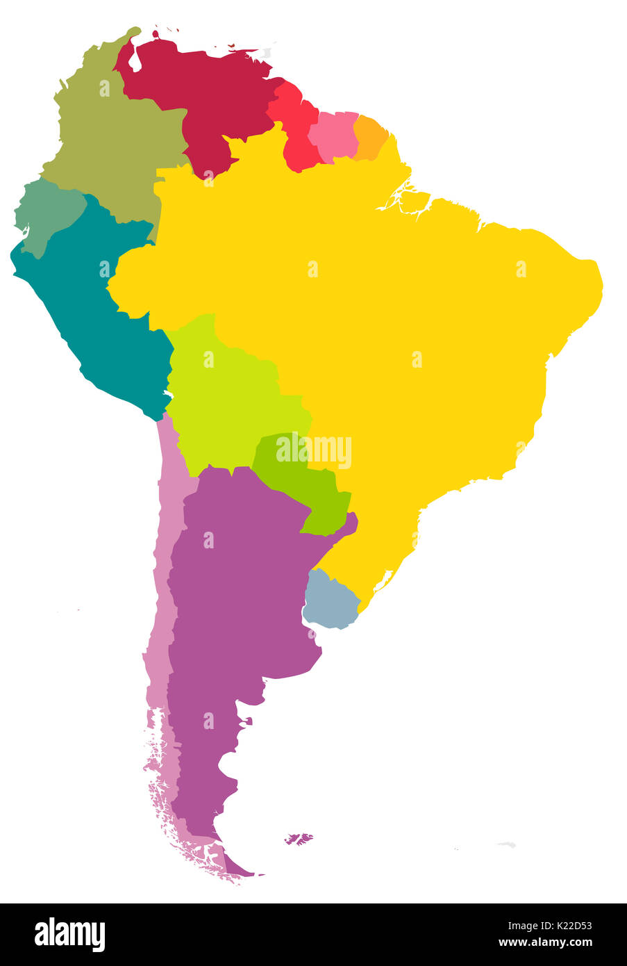 Continente situado principalmente en el hemisferio sur, entre América Central y el Cabo de Hornos. Representa el 12% de tierra seca de la tierra. Foto de stock