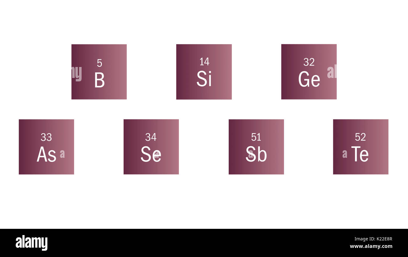 Elementos no metálicos que son sólidos y lusterless; ellos poseen una cierta cantidad de conductividad eléctrica y térmica. Foto de stock