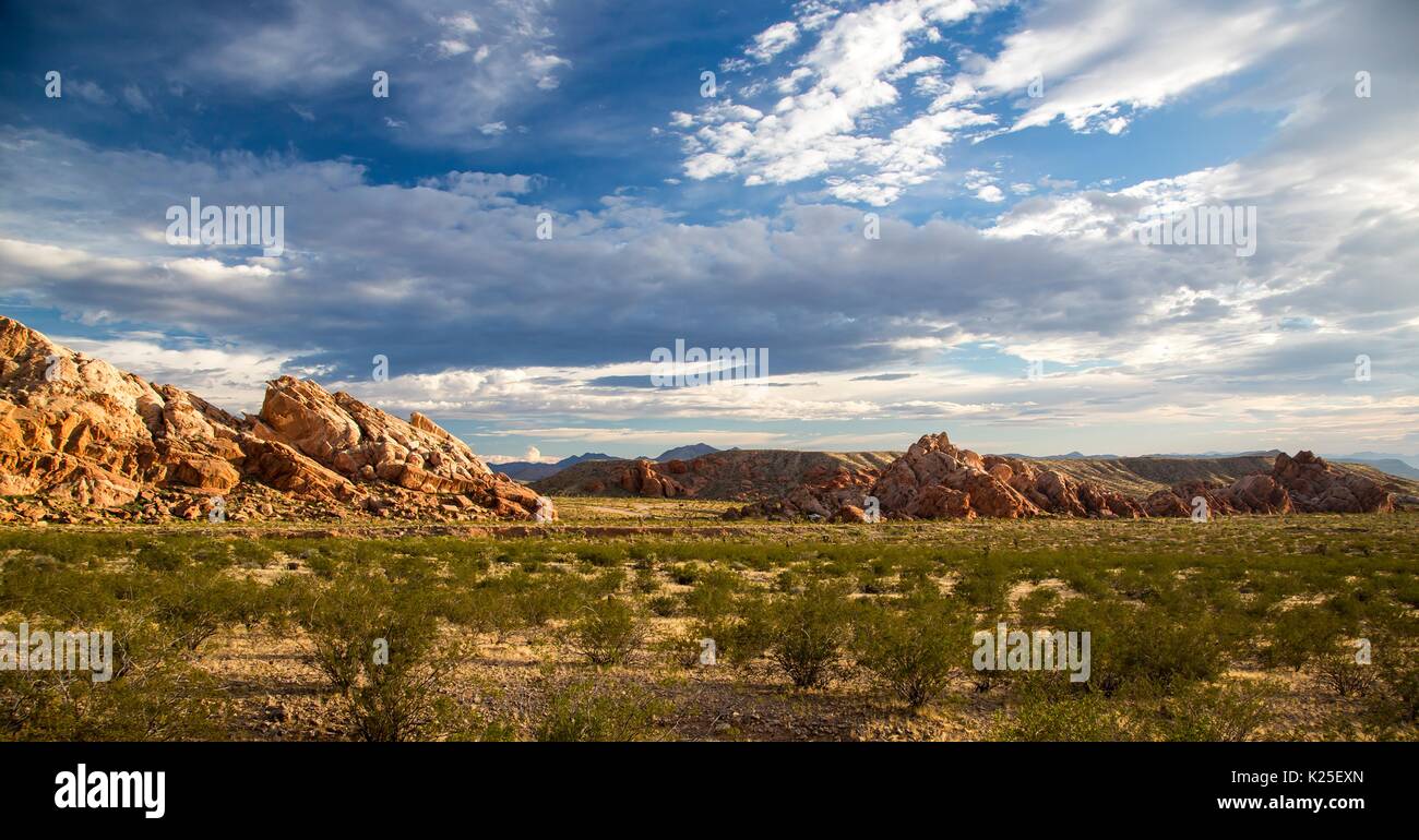 Estrías de roca arenisca conforman el Whitney bolsones de formación al oro Butte Monumento Nacional el 27 de septiembre de 2016 cerca de Mesquite, Nevada. Foto de stock
