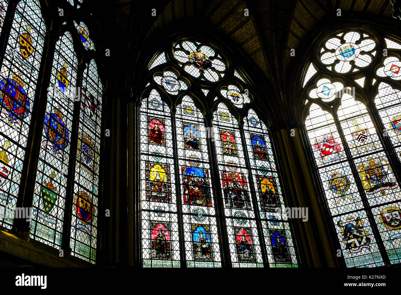 Vistas generales del interior y el exterior de la abadía de Westminster en Londres, Inglaterra, el 20 de septiembre de 2016. Foto de stock