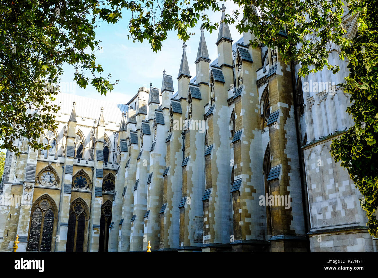 Vistas generales del interior y el exterior de la abadía de Westminster en Londres, Inglaterra, el 20 de septiembre de 2016. Foto de stock