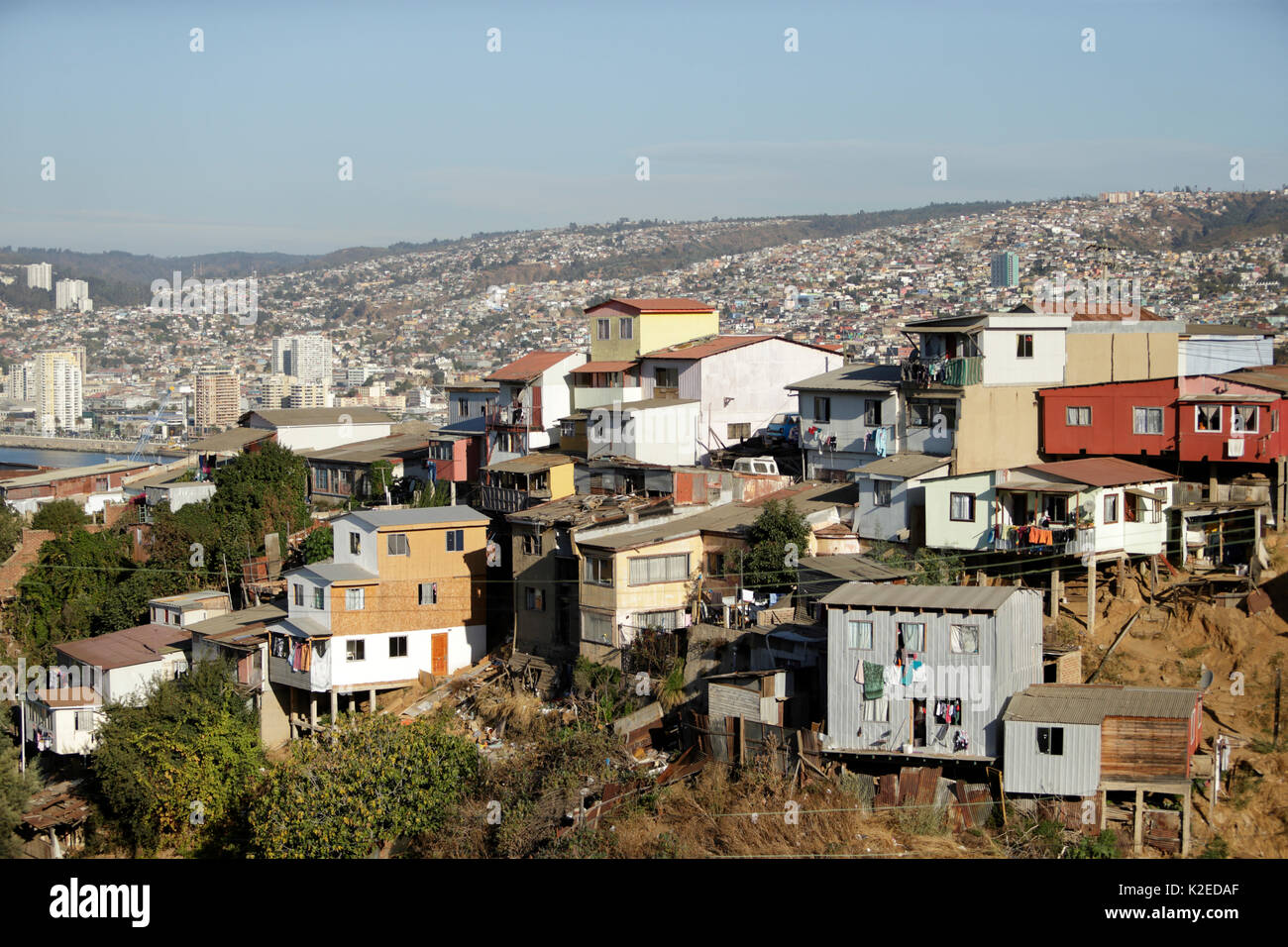 La ciudad de Valparaíso, Chile, en abril de 2016. Foto de stock