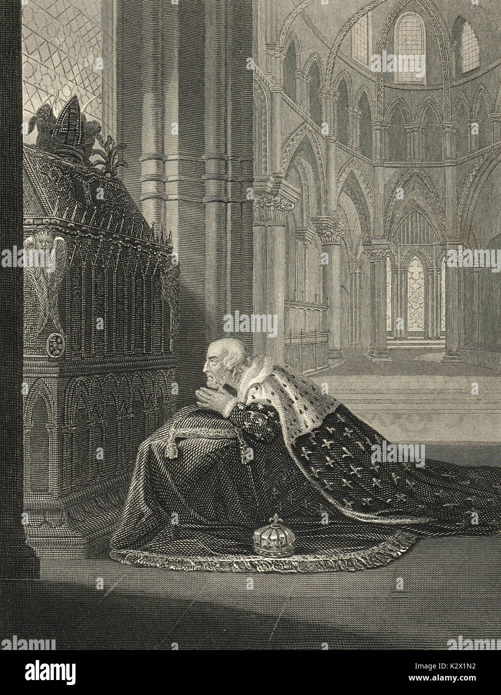 Luis VII, Rey de Francia ante la tumba de Becket. Foto de stock