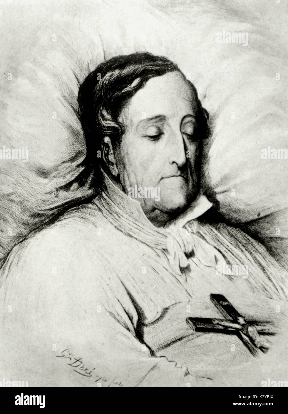 ROSSINI, en su lecho de muerte por Gustav Doré compositor italiano (1792-1868) Foto de stock