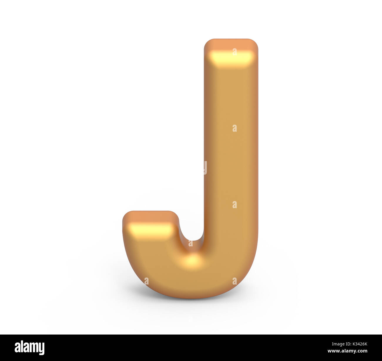 Golden Letra J 3d Rendering Delgado Y Alto El Alfabeto En