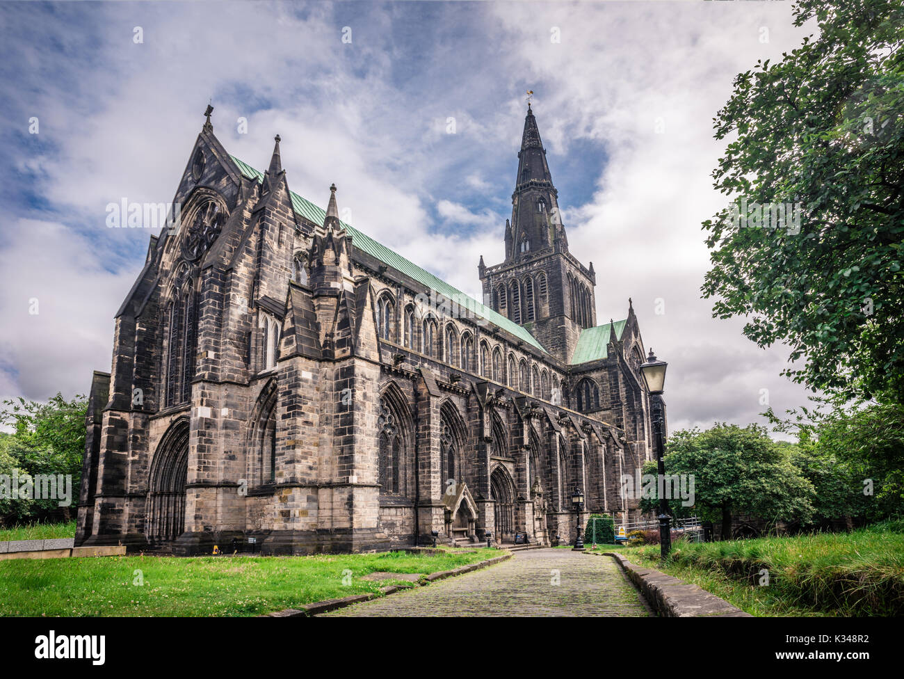 La catedral de Glasgow en un día nublado st.mungo Foto de stock