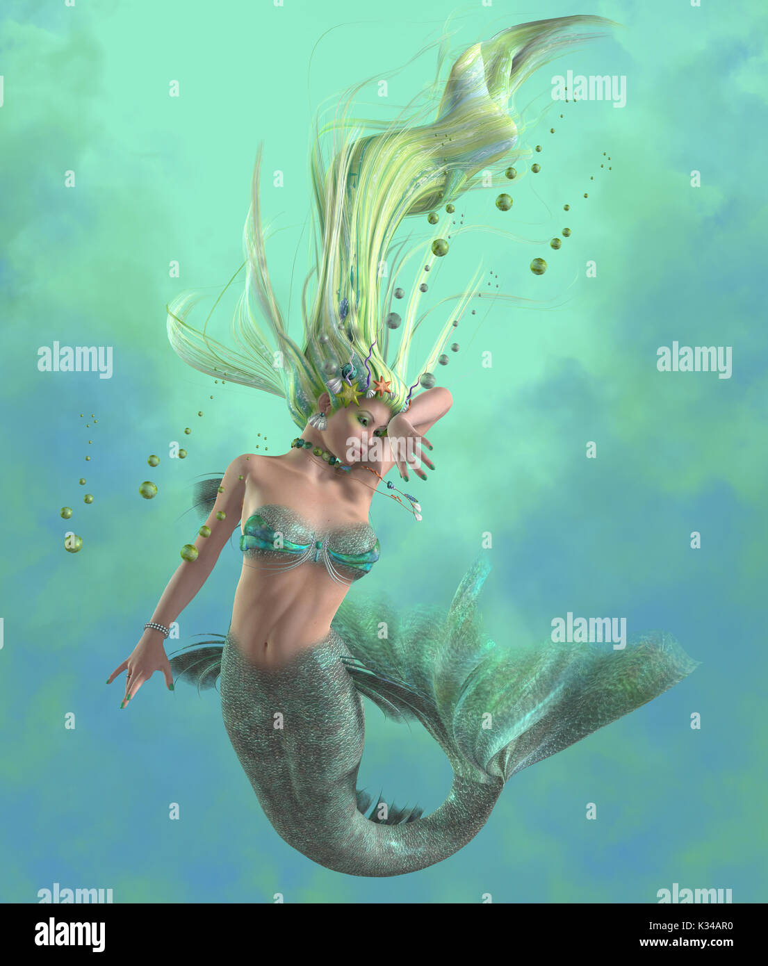 Una sirena es una mítica criatura legendaria compuesta de una mujer hermosa  con una cola de pez Fotografía de stock - Alamy