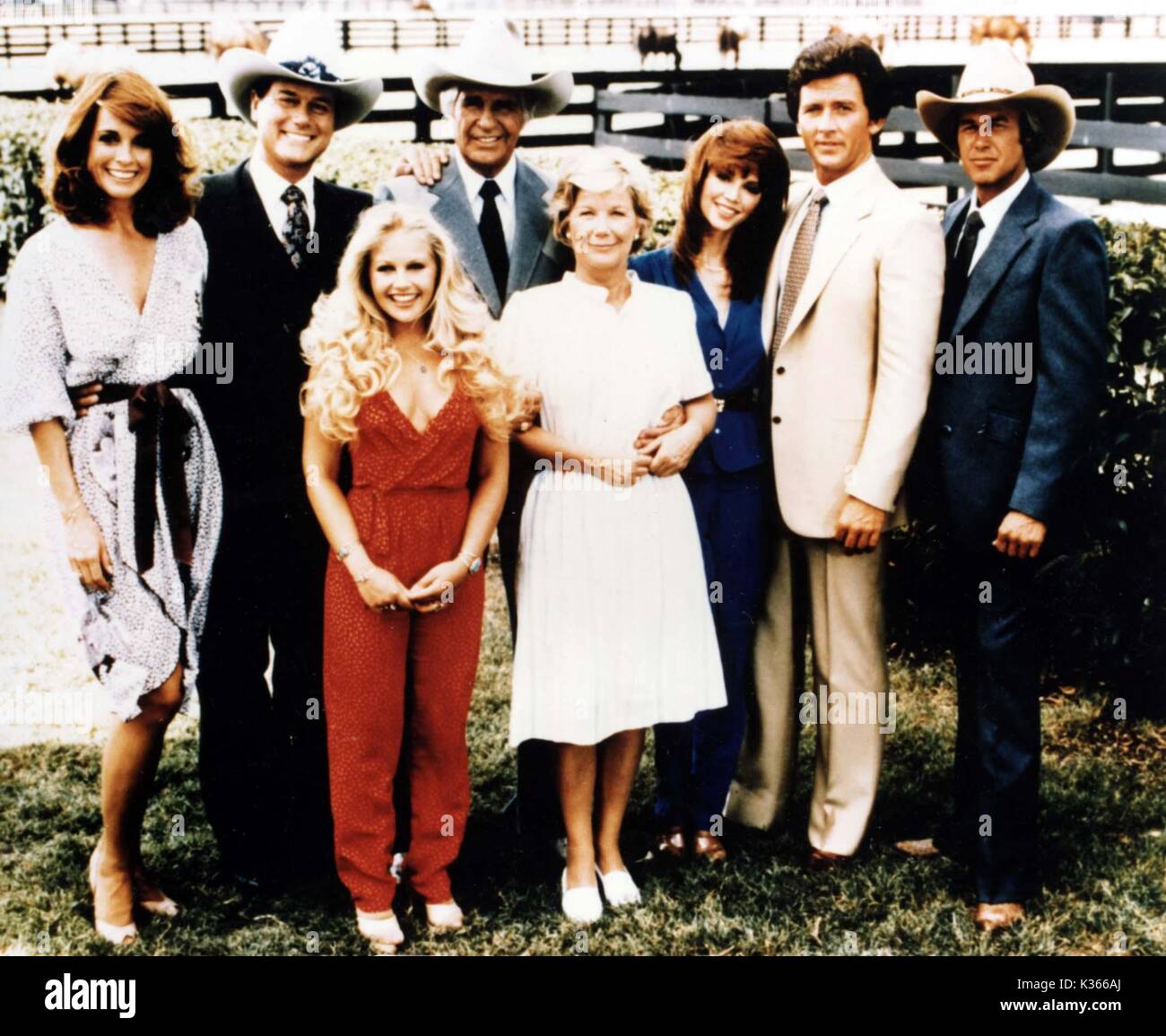 DALLAS LR Linda Gray, Larry Hagman, Charlene Tilton, Jim Davis,