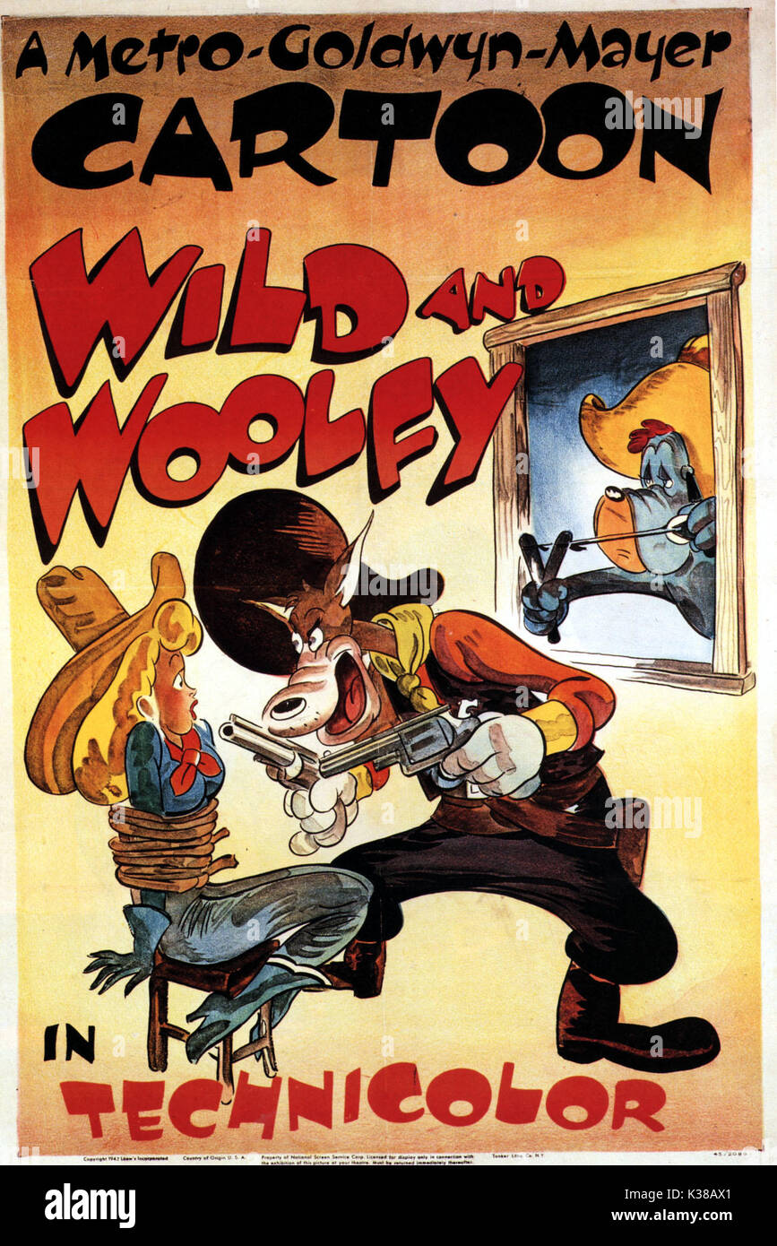 Salvaje y póster de dibujos animados de Tex Avery WOOLFY Fecha: 1945 Foto de stock