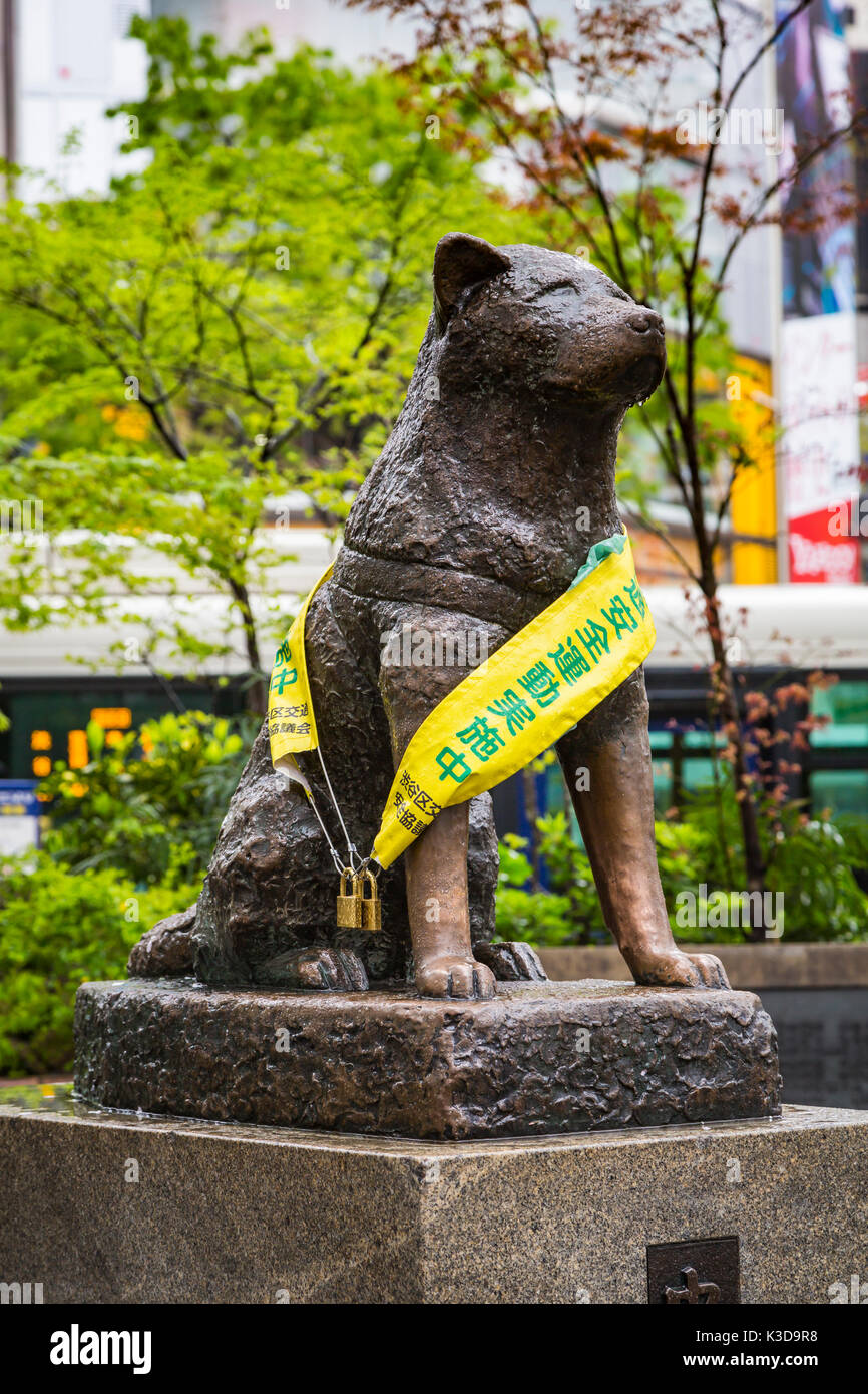 El perro Hachiko estatua de bronce, cerca de la estación de tren de  Shibuya, en el distrito de Shibuya de Tokio, Japón, Asia Fotografía de  stock - Alamy