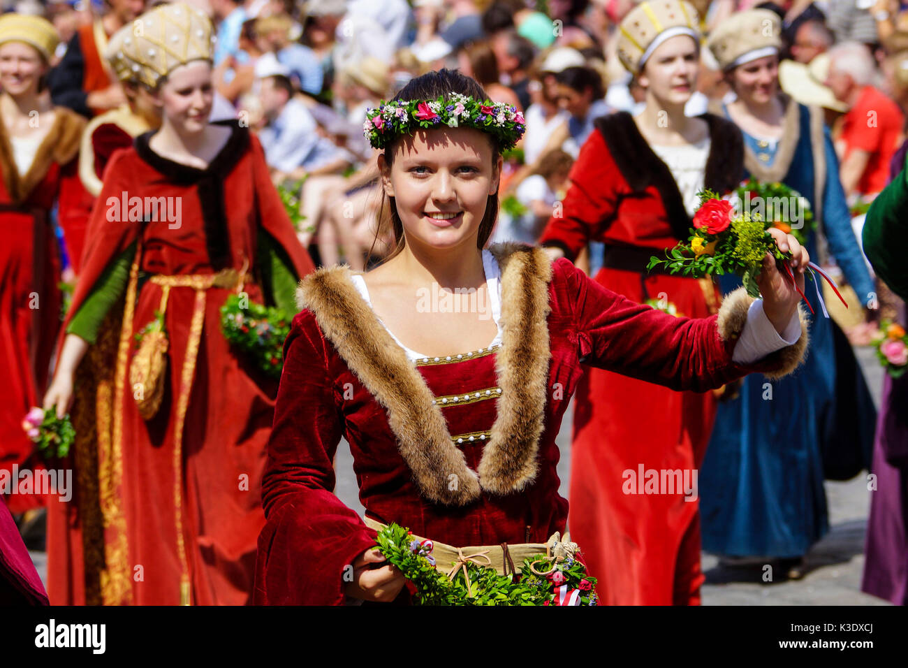 Juegos Medievales durante el Landshuter Hochzeit (festival) en Landshut, la Baja Baviera, Baviera, Alemania, Foto de stock