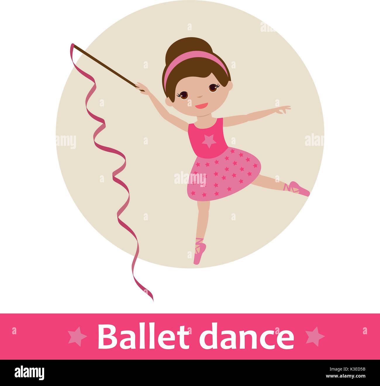 Bailarina con cinta rosa Imagen Vector de stock - Alamy