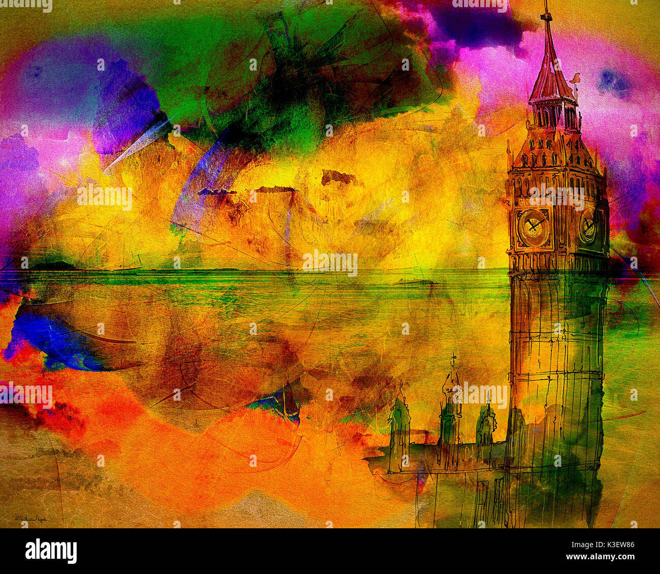 Arte Digital: la hora de Westminster Foto de stock