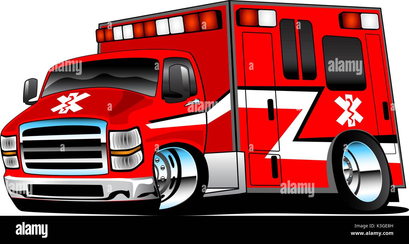Paramédico de ambulancia, camión de rescate ilustración Ilustración del Vector