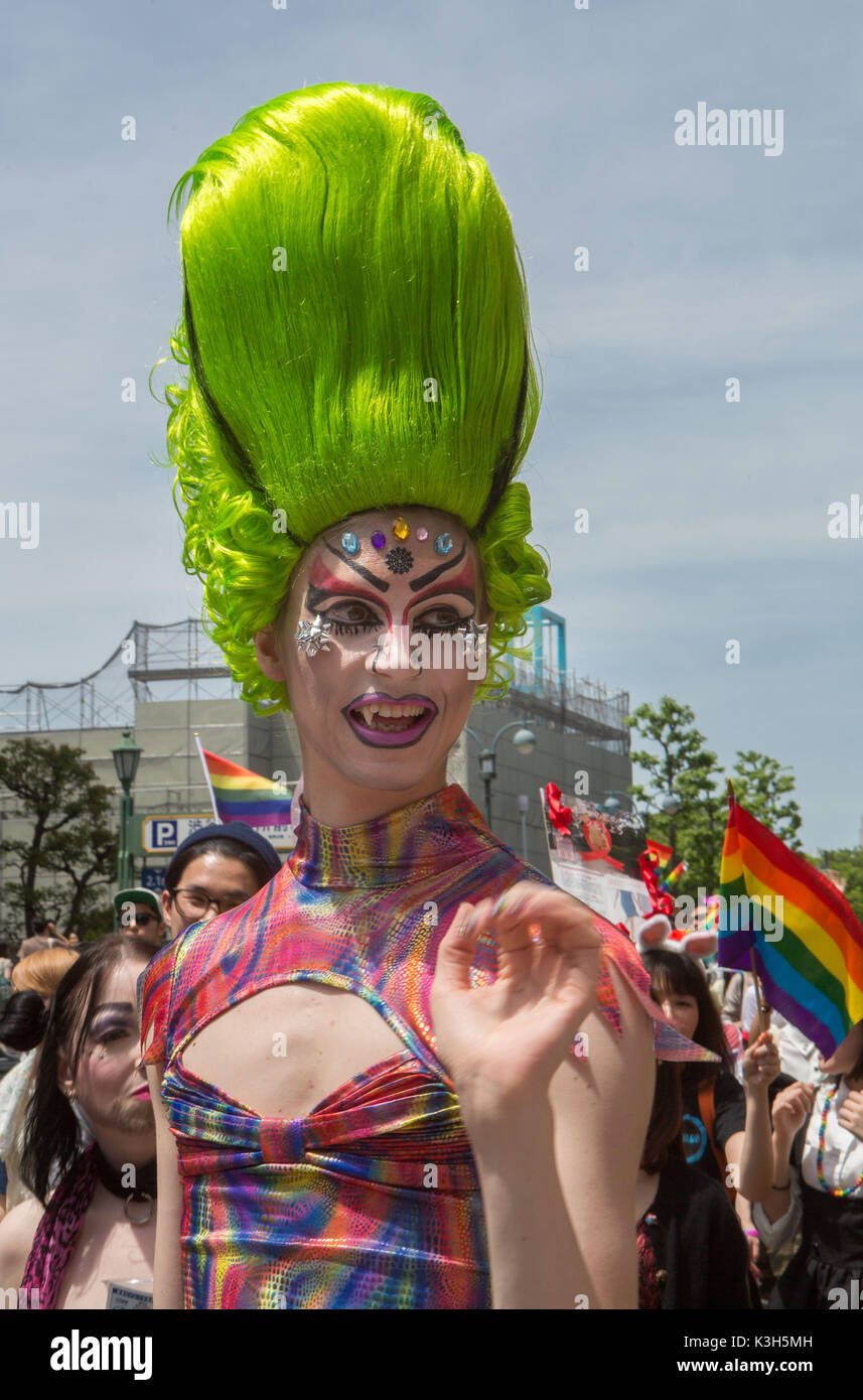 Japón, la ciudad de Tokio, distrito de Shibuya, Gay Pride Parade Foto de stock