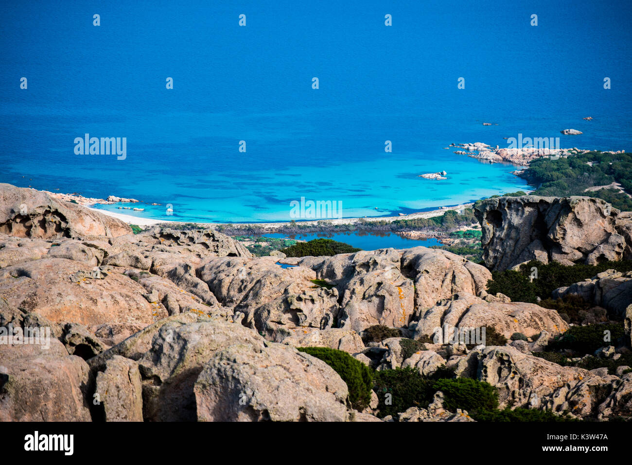 Cala Sant'Andrea, Asinara Nationaal Park, Porto Torres, de la provincia de Sassari, Cerdeña, Italia, Europa. Foto de stock