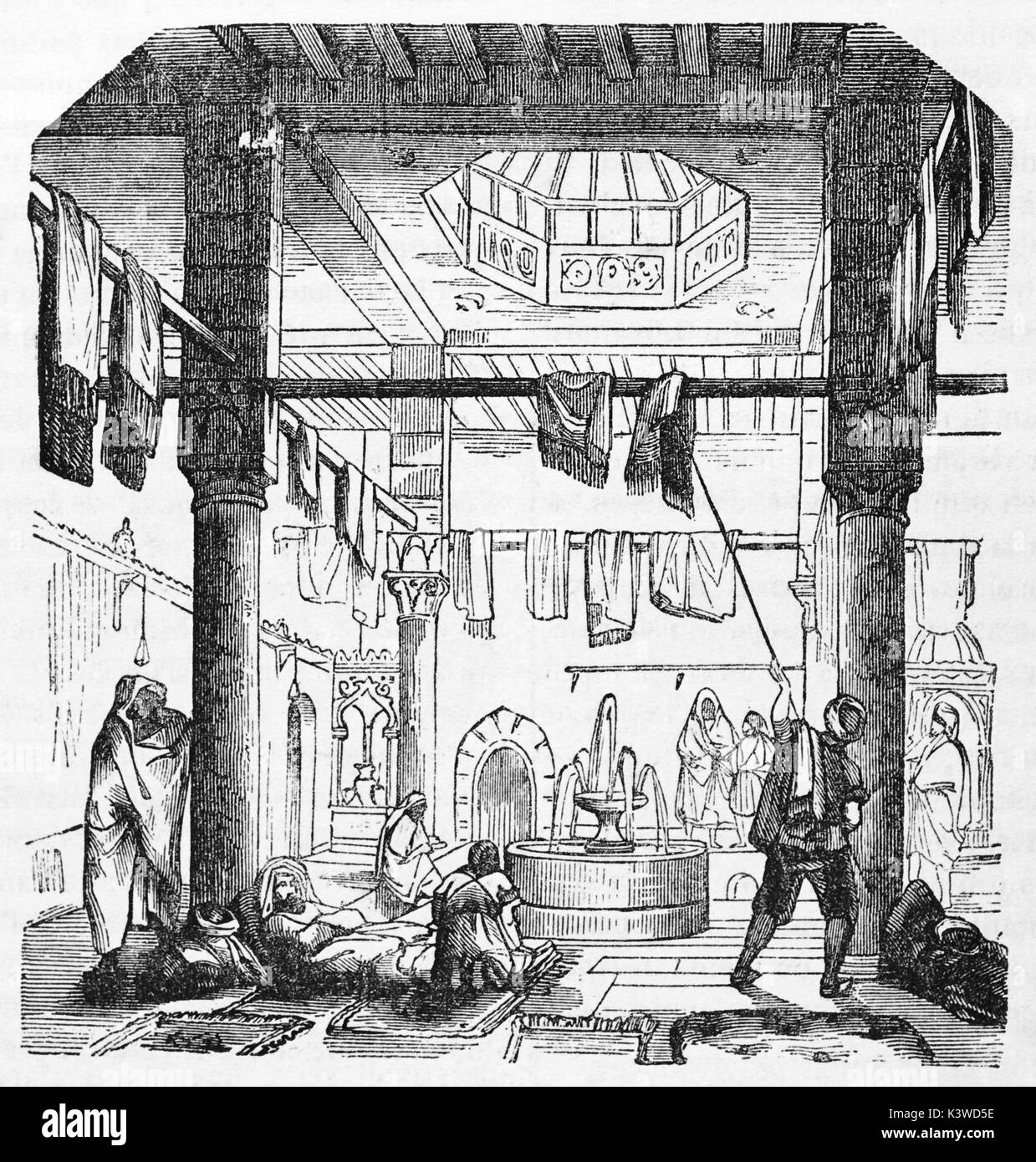 Ilustración del antiguo baño turkissh (temperatura media habitación). Por  autor desconocido, publicado en el Magasin pintoresco, París, 1841  Fotografía de stock - Alamy