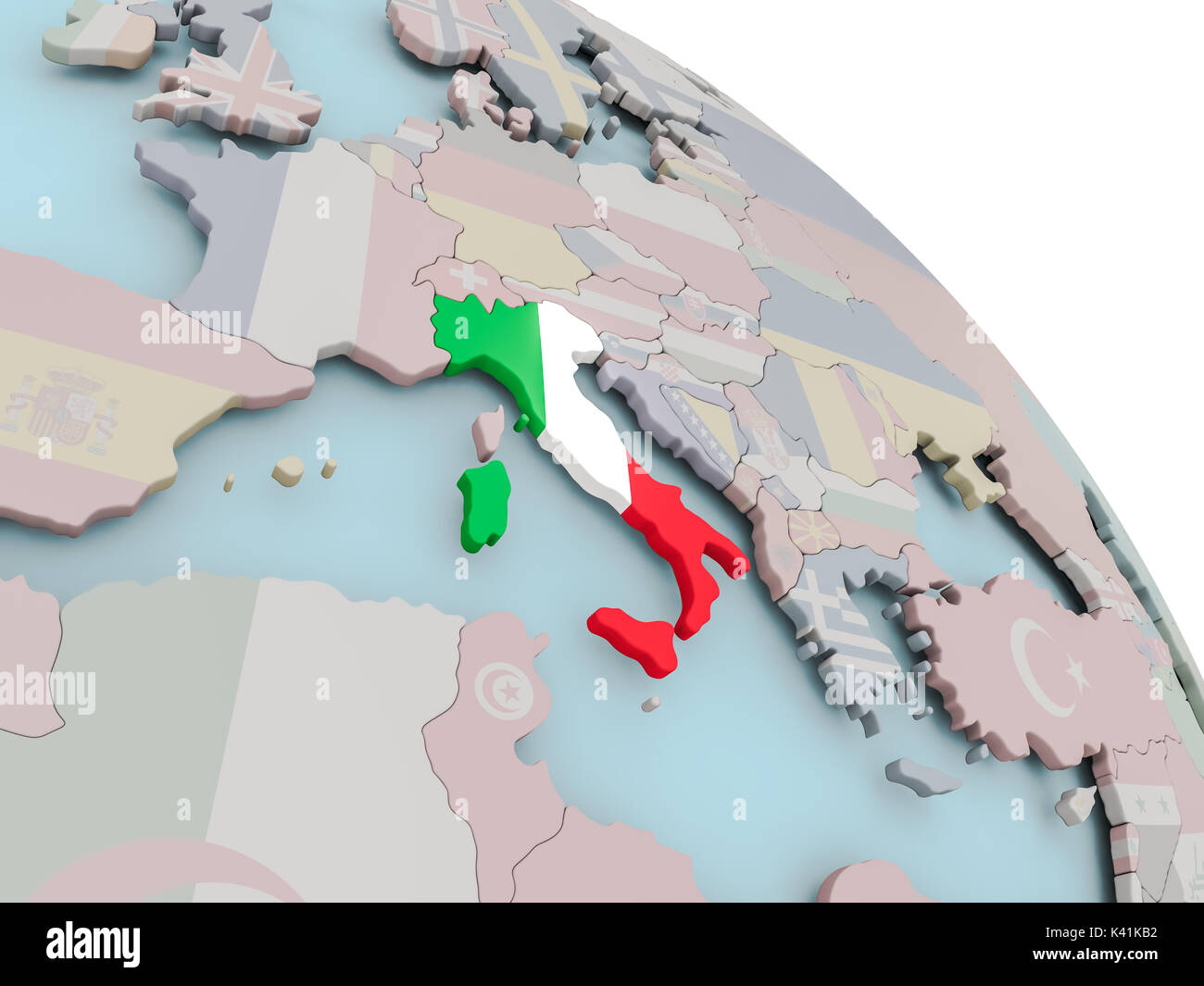 Ilustración de Italia en el mundo político con indicadores integrados