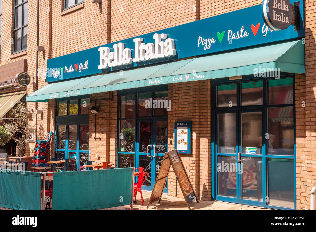 El restaurante Bella Italia en Riverside en Norwich, Norfolk, Inglaterra, Gran Bretaña, Reino Unido Foto de stock