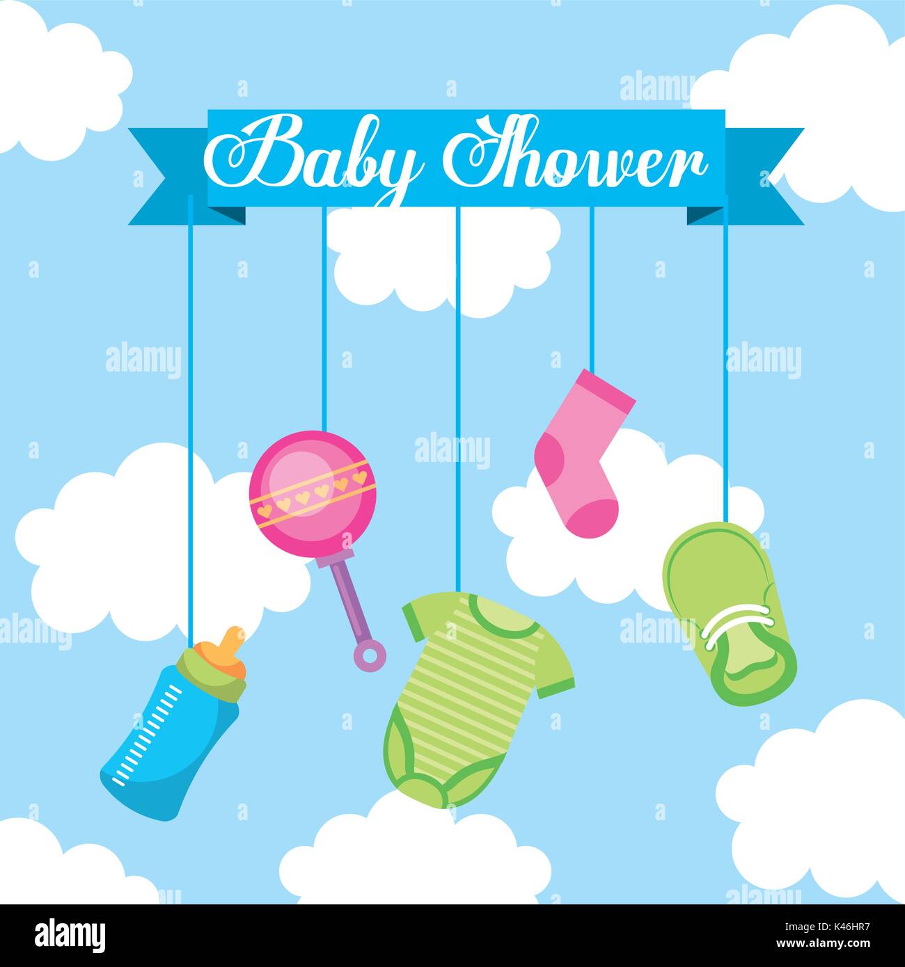Letras de baby shower decoración elementos colgantes Vector de stock