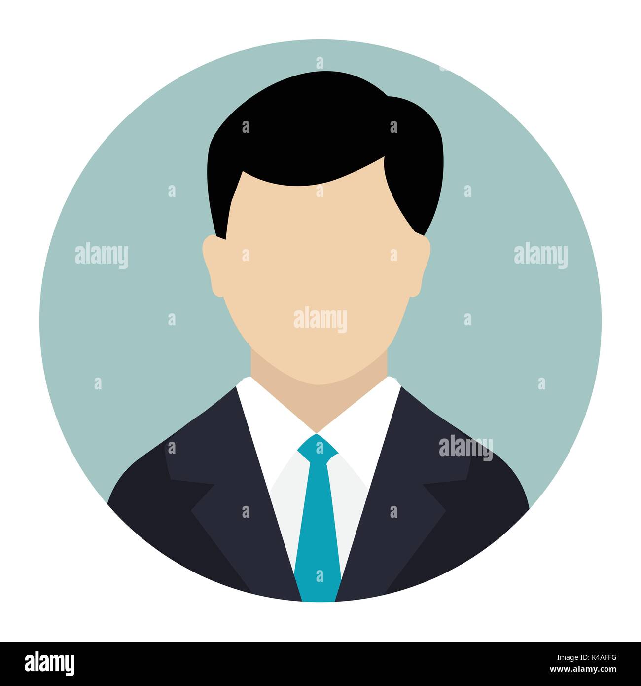 El icono de usuario, avatar masculino en traje de negocios, empresario icono plano. Hombre en traje de negocios. Avatar del empresario. Icono de internet plana en forma redondeada. Web Ilustración del Vector