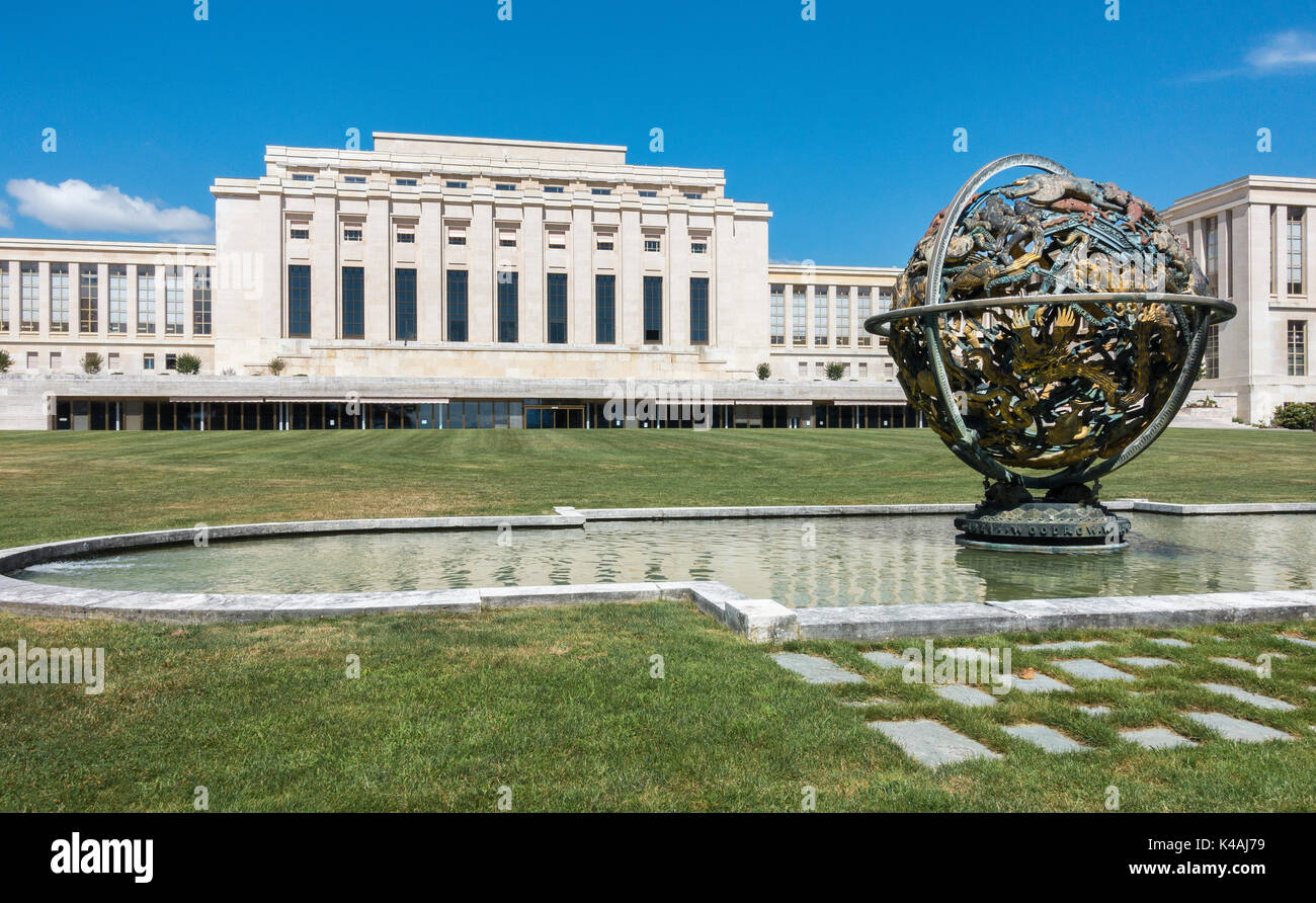Palacio de las naciones, Palais des Nations, construida en 1929-1938, a  partir de 1966 en la sede europea de las Naciones Unidas, oficina de Ginebra  Fotografía de stock - Alamy