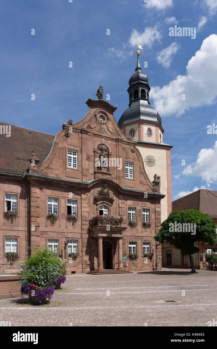 Ayuntamiento, distrito de Ettlingen, Karlruhe, Selva Negra, Baden Wuerttemberg, Alemania, Europa Foto de stock