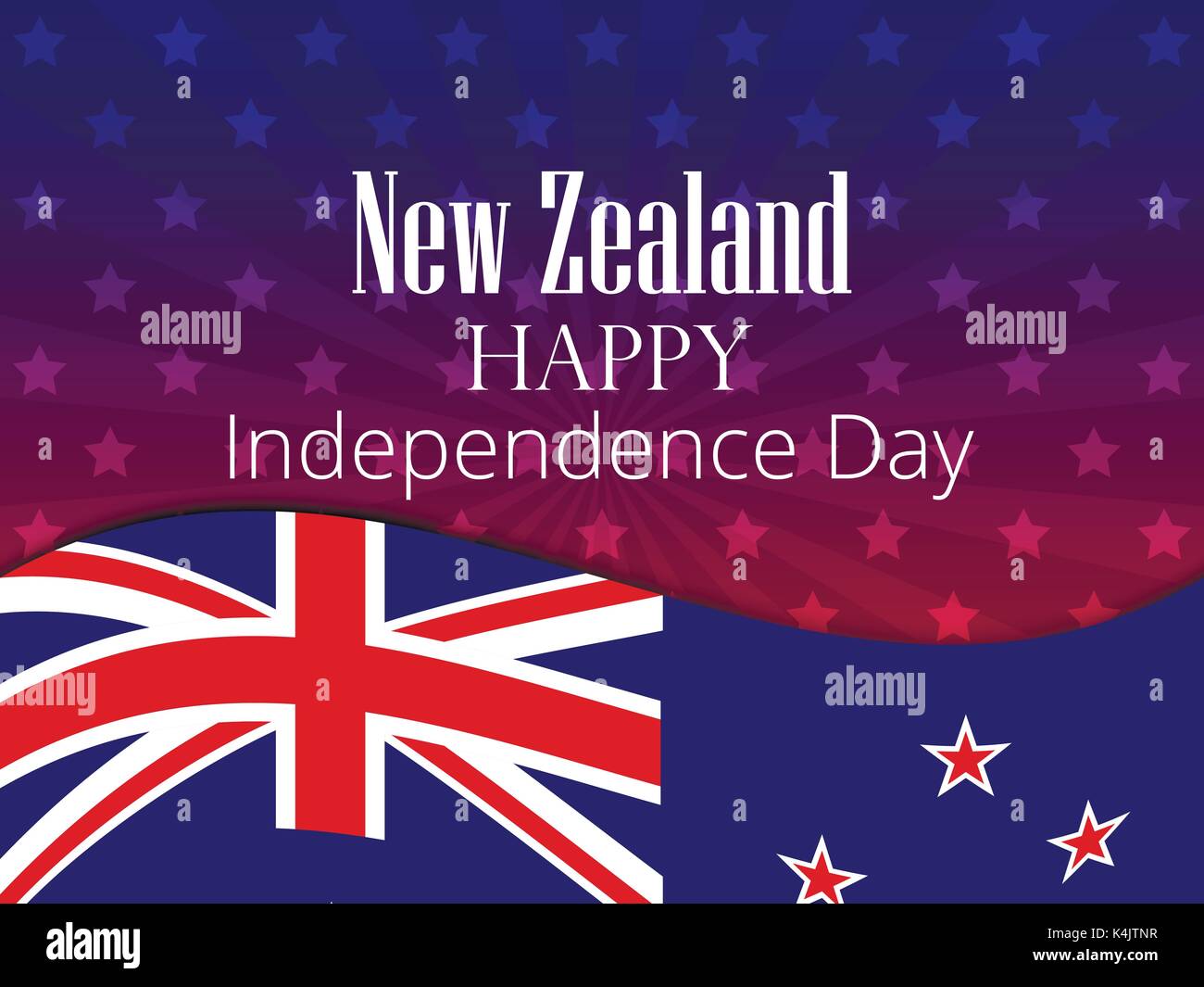 Nueva Zelanda el día de la independencia. Banner festivo con la bandera