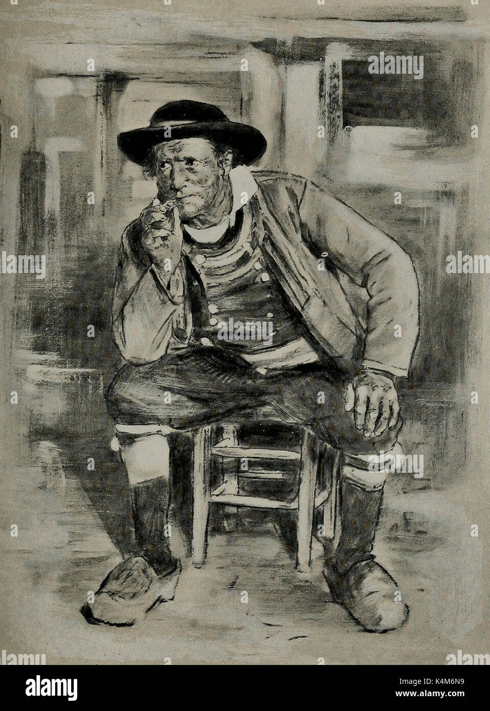 Un campesino bretón, circa 1900 Foto de stock
