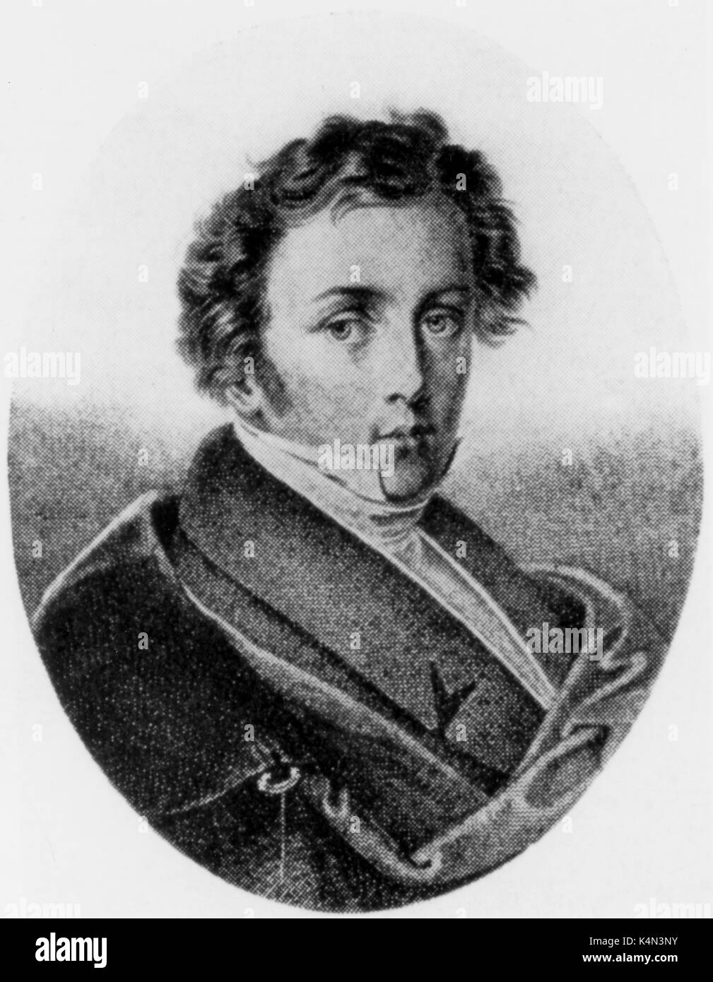 Wilhelm Müller, autor,1794-1857. Amigo de Schubert, escribió la letra de Schubert 'Die schöne Müllerin' Foto de stock