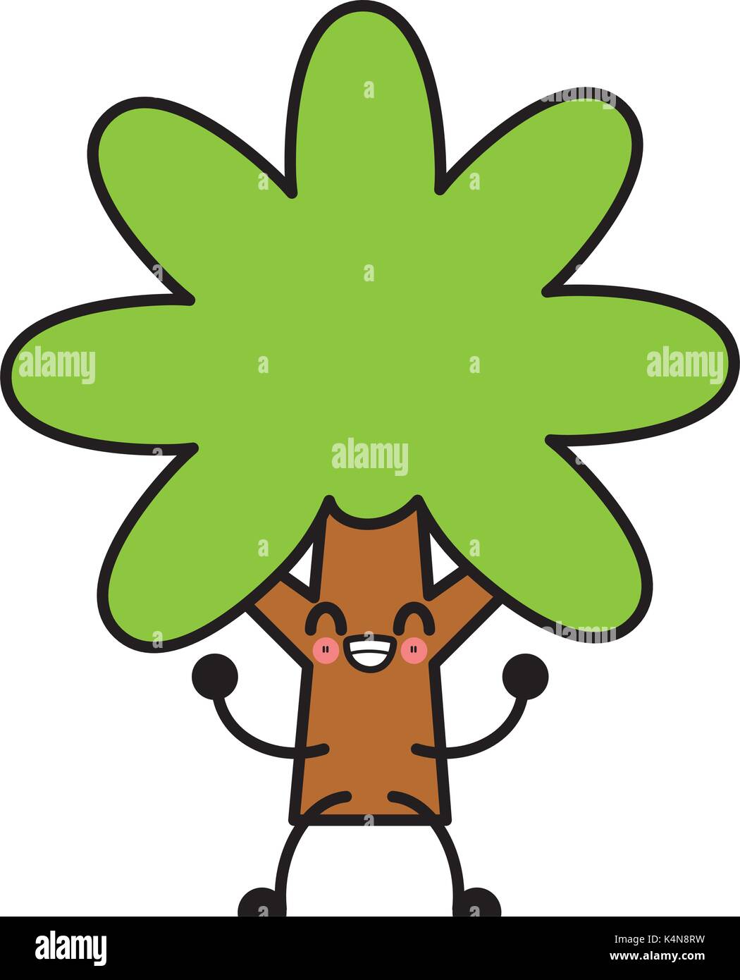 Árbol símbolo de naturaleza cute kawaii cartoon Imagen Vector de stock -  Alamy