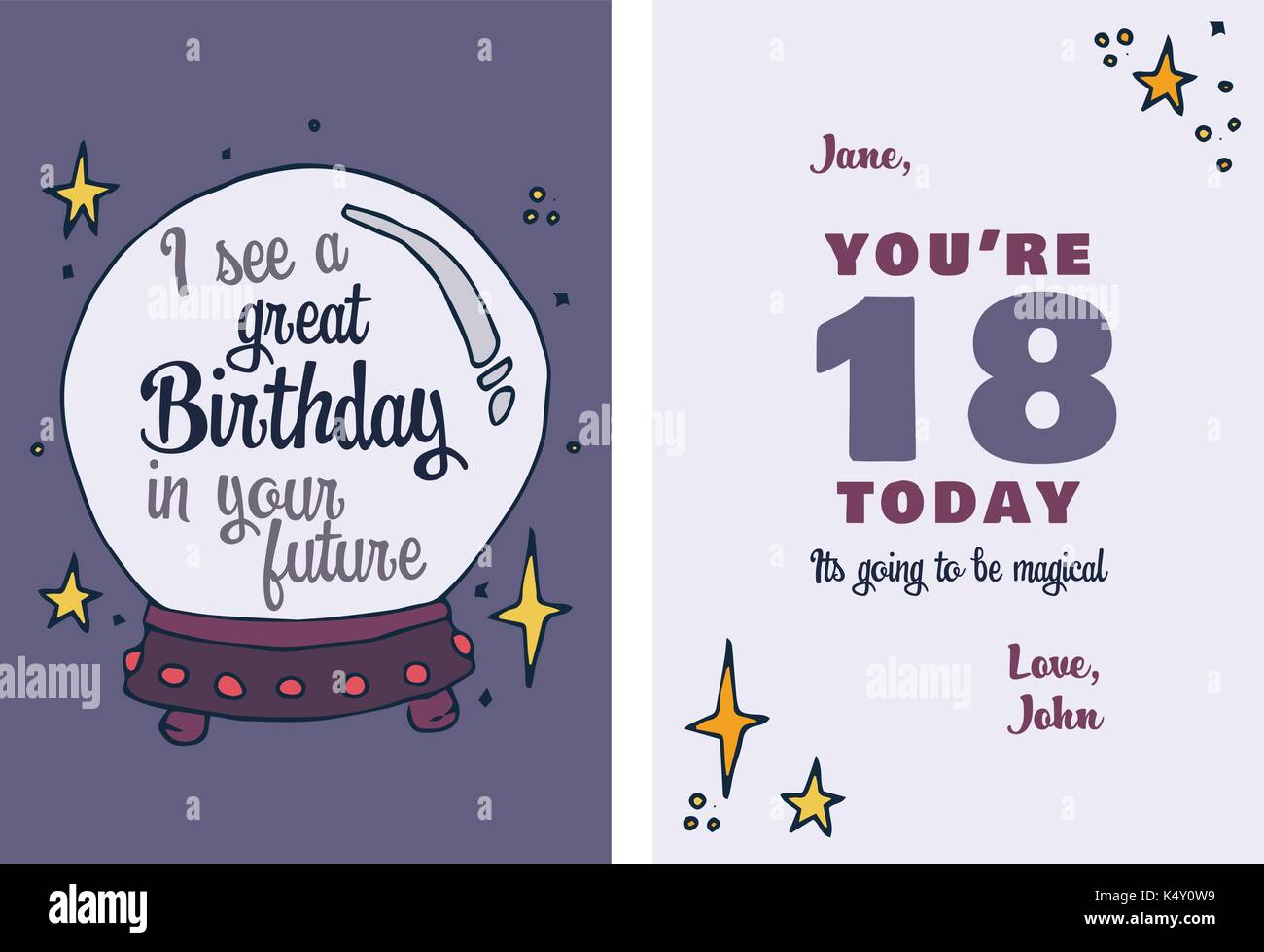 Feliz cumpleaños 18 años tarjeta de felicitación Imagen Vector de stock -  Alamy