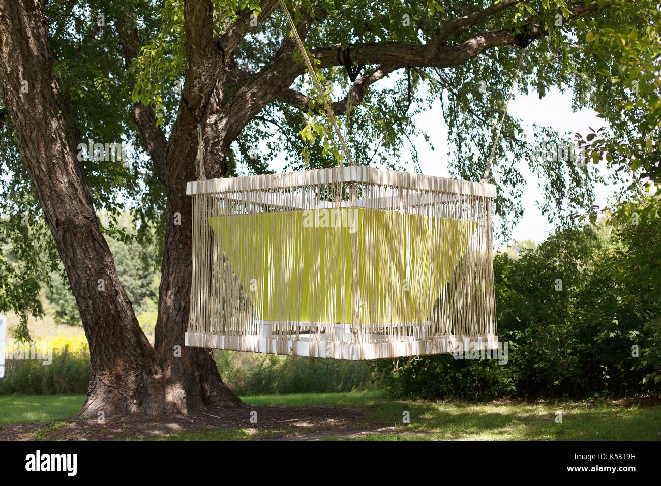 'Doble Canopy", parte de las casas de árbol Re-Imagining la instalación, en la Minnesota Landscape Arboretum en Chaska, Minnesota, USA. Foto de stock