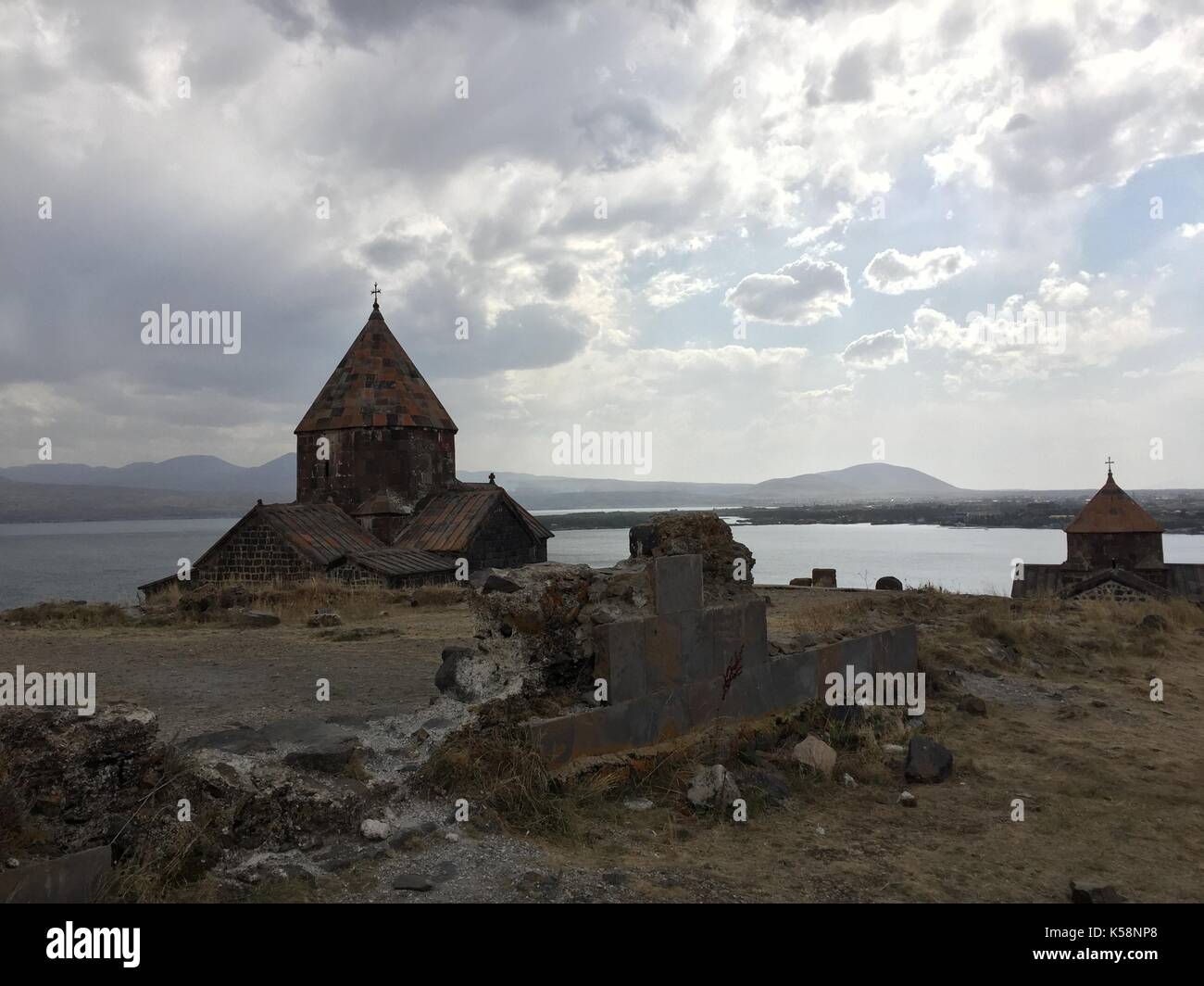 El lago Sevan Foto de stock
