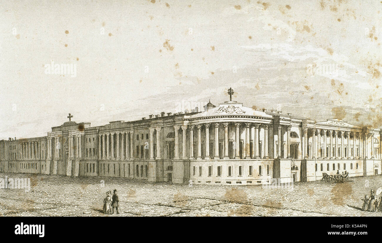 San Petersburgo. Edificio del Senado. Grabado del siglo XIX. Foto de stock