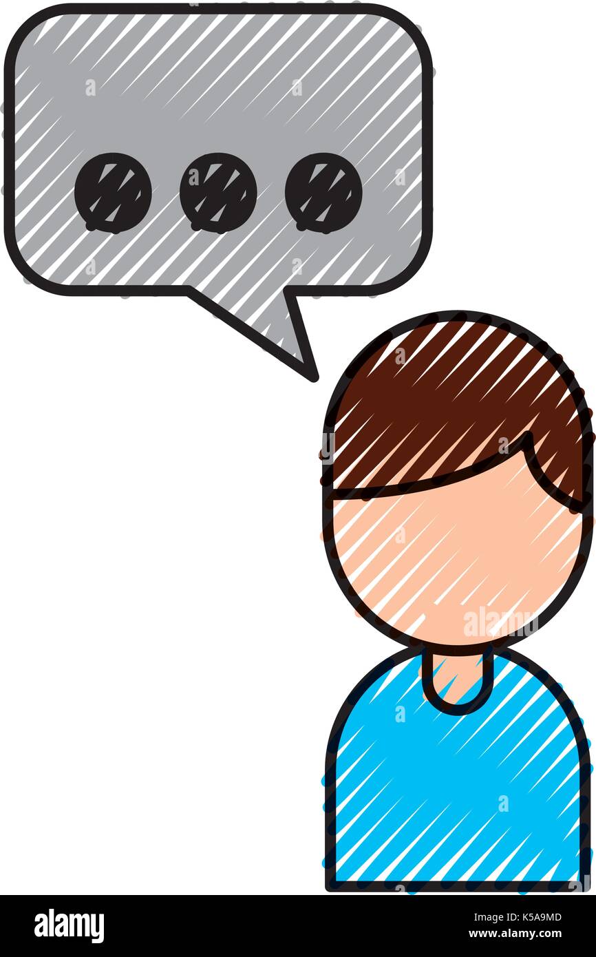 Hombre de dibujos animados con burbujas de diálogo hablan chat Imagen  Vector de stock - Alamy